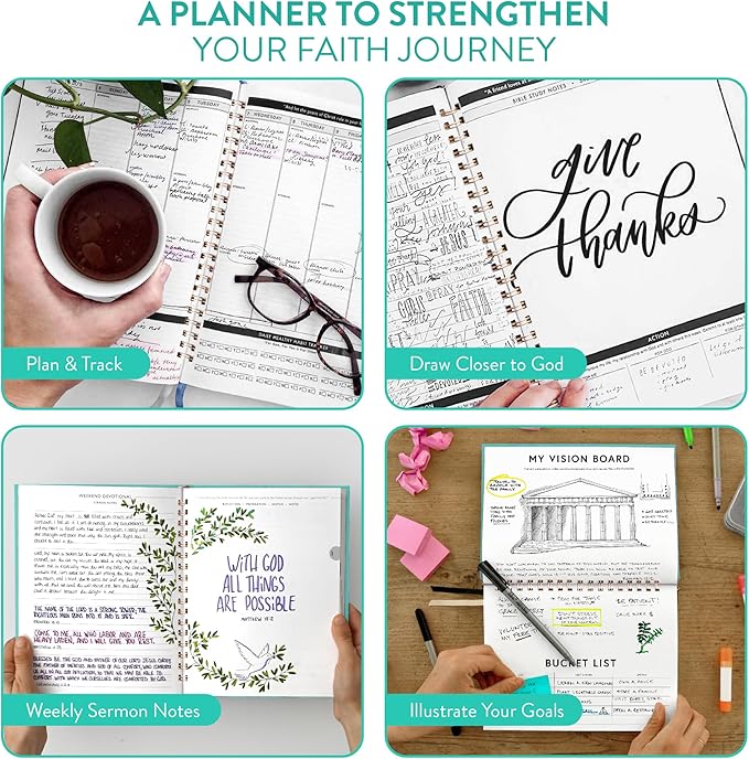 Christian Planner 2026 Daily Planner - Faith Based Monthly and Weekly Planner, Vision Board, and Habit Tracker - 2026 Calendar, Personal Organizer and Devotional Journal (Spiral, Fig)