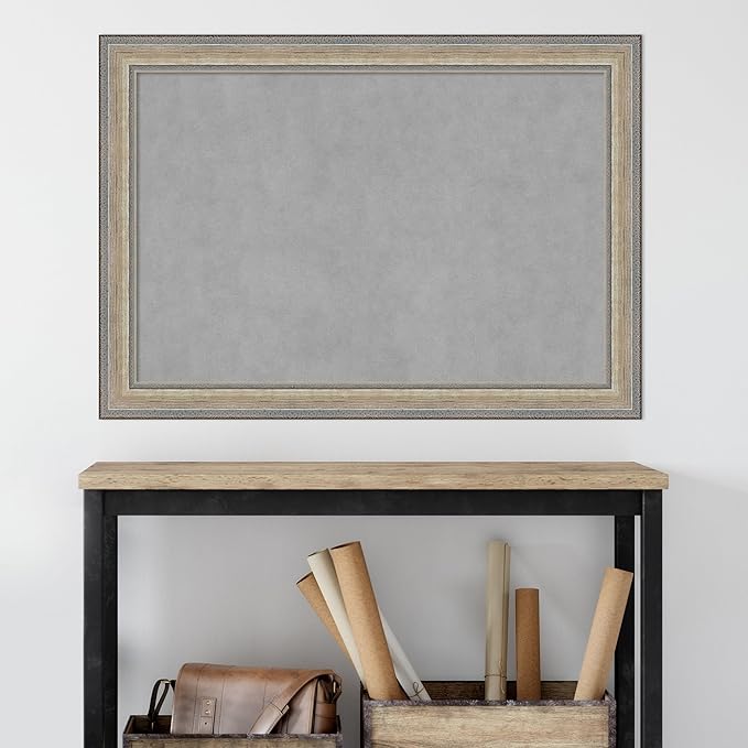 Amanti Art Silver Framed Magnetic Board 29x41 Large Vision Board for use with Magnets, 100% Metal Sheet to Display Items as Office Decor or for Home Organization in mudroom, Kitchen or Kids Room