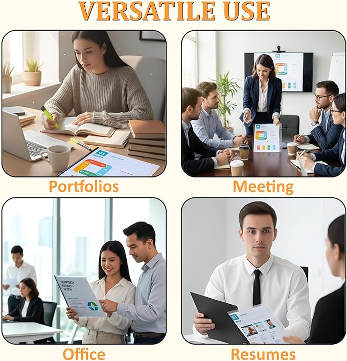 5 Pack Report Covers with Sliding Bar - Clear Plastic Presentation Folders for A4 & Letter Size Paper, 70 Sheet Capacity File Document Binder for School, Office, Resume & Business Use