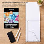 Shuttle Art Marker Pad,11.69”x8.27” Portable A4 Sketchbook, 60 Sheets Drawing Paper, 98LB/160GSM Smooth Surface Bleedproof Art Paper, Glue-Bound, Great for Beginners to Draw, Paint & Sketch