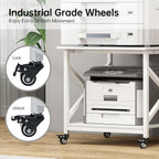 Fannova 23.6 x 23.6 Inches Large Printer Stand, 2 Tier Square Printer Table with Storage Shelf for Home Office, Multi-use Rolling Cart with Wheels for Laser, 3D Printer and Mini Fridge - White