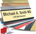 Custom Name Plate with Choice of Mounting for Walls, Doors, Cubicles, Hanging and More - Personalized Ivory Plastic Brown Letters - USA Made 2x10 - B5