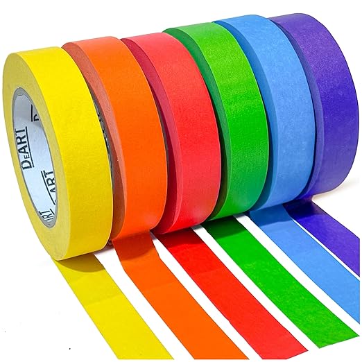 DEART Colored Masking Painters Labeling Tape Masking Tape 1 inch Color Painter Tapes for Arts & Crafts Labeling or Coding, Art Supplies Color Tape Rolls, Colorful Craft Tapes