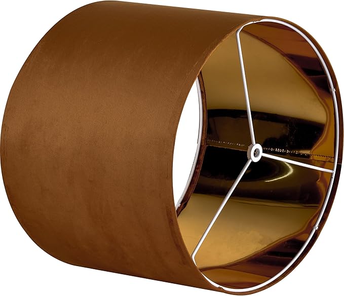 GO&SO Large Lampshade Replacement,Burnt Orange Velvet Drum Lamp Shades Set of 1-16" Top x 16" Bottom x 12" High(Spider)- Modern Fabric Lampshade for Floor Lamps,Table Lamp -Assembly Require