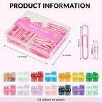 NEEWAY Colorful Paper Clips Assorted Sizes, Small and Large Paperclips, 210 Count, 3 Pack of 70 (Rose Pink)