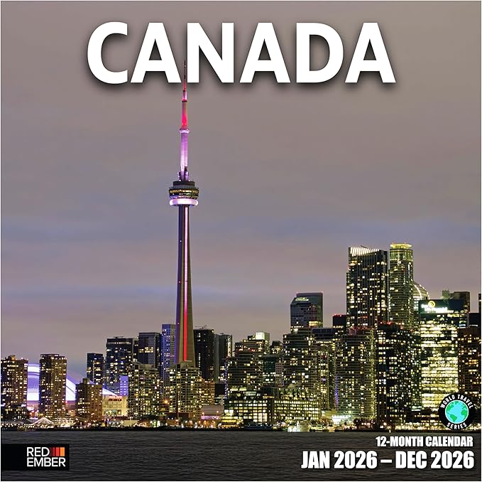RED EMBER Canada 2026 Wall Calendar 12 Month | 12" x 24" Open | Thick & Sturdy Paper | Holiday Gift | Travel Calendar 2026