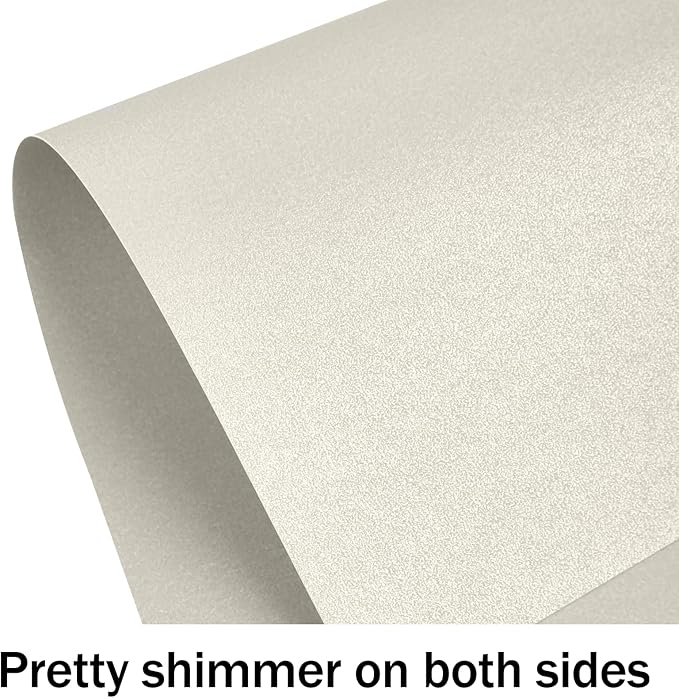 24 Sheets Silver Shimmer Cardstock 8.5 x 11 Metallic Paper, Goefun 80lb Card Stock Printer Paper for Invitations, Crafts, DIY Cards，Graduations