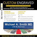 Engraved Name Plates for Door Sign Personalized Blue Plastic Plaque with White Letters - Made in USA 2x12 B9