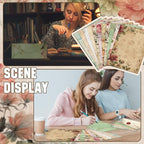 TaoBary 160 Pcs Stationery Paper Set 50 Double Sided Stationery Papers with 50 Matching Envelopes and 60 Round Dot Sticker, 10 Design(Vintage Floral,8.5 x 11 Inch)