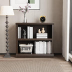 blini 2-Shelf Bookcase Wooden Bookshelves 33in Wide Floor Standing Display Storage Shelves Oak Bookcase for Home Office, Living Room, Bed Room