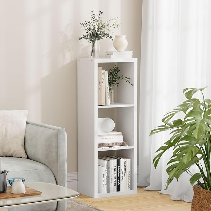 Jpiziso 3 Cube Storage Organizer Single Row, Cube Shelf with Heavy-Duty Thick Boards, 13.31" L x 9.37" W x 36.93" H, Smooth Easy-Clean Panels, Simple Assembly, for Living Room Bedroom Office, White