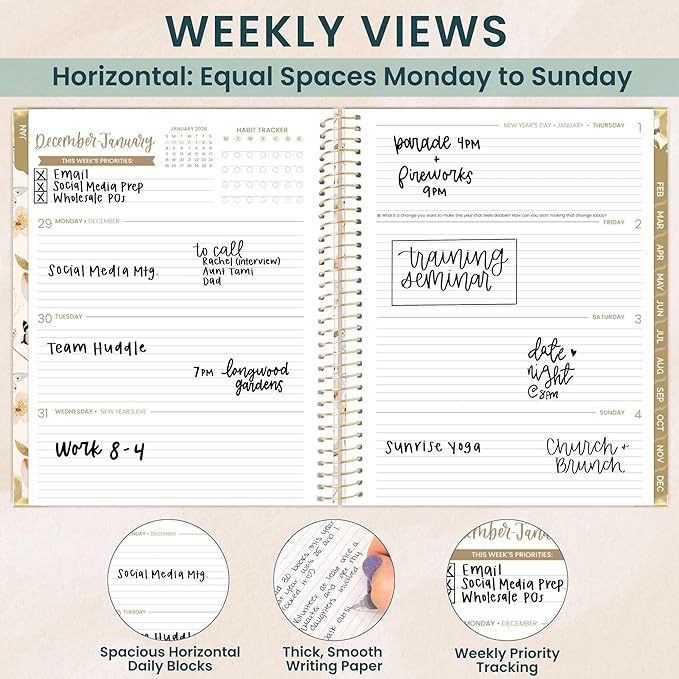 bloom daily planners HARDCOVER 2026 Planner (January to December) - 8.5” x 11” Weekly & Monthly Dated Agenda Organizer Book with Stickers & Tabs - Butterfly Garden
