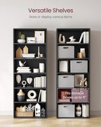 VASAGLE Set of 2 Bookshelves, 23.6 Inches Wide, 6-Tier Open Bookcases with Adjustable Storage Shelves, Floor Standing Units, Ebony Black ULBC166T56-2