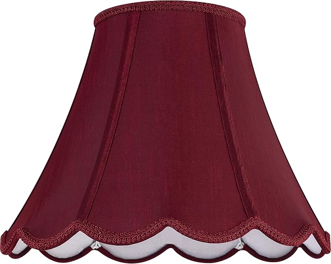 GOSO Set of 1 Elegant Leaf Scalloped Lamp Shade Burgundy, 6×13×9.8 Inch Spider Bell Lamp Shade for Table Lamp,Floor Lamps Replac Braids with Petal Edges,Easy Assembly Art Decor Shades for Bedroom