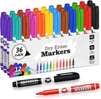 SUQJOY Dry Erase Markers, Fine Tip Whiteboard Marker, Low Odor Dry Markers with Pen Clip, Fine Point Maker, 36 pack 12 Assorted Colors Markers for Students/Teachers