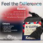 Koala Lens Cleaning Cloth | Japanese Microfiber | Glasses Cleaning Cloths | Eyeglass Lens Cleaner | Eyeglasses, Camera, VR/AR Headset, and Screen Cleaner | Black & Green (Pack of 3)