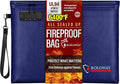 ROLOWAY Fireproof Document Bag (14.5 x 11.5 inch), 6400℉ Fireproof Money Bag with Zipper for Cash, Fire Safe Money Pouch with Lock (Blue)