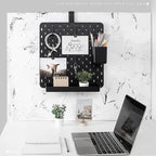EHO Clamp-On Desk Pegboard, 13.5 x 14 inch Privacy Divider, Desk Partition Panel, No-Drill Desk Mounted Organizer, Combination Peg Board for Office, Gaming, Home, Plants, Black