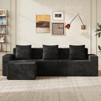 WLIVE 110'' Boneless Couch for Living Room, Modular Sectional Sofa, Cloud Memory Foam Couch L Shape with Chaise, Black