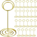 TecUnite 48 Pieces 3.35 Inch Table Number Holder Place Card Photo Holder Picture Name Menu Clips Memo Cards Stand for Wedding Reception Anniversary Birthday Party Centerpieces (Gold)