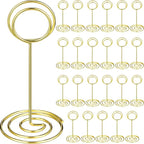 TecUnite 48 Pieces 3.35 Inch Table Number Holder Place Card Photo Holder Picture Name Menu Clips Memo Cards Stand for Wedding Reception Anniversary Birthday Party Centerpieces (Gold)
