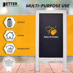 Better Office Products Magnetic A-Frame Chalkboard Sign, Extra Large 20" x 40", Standing Chalkboard Easel, with Chalk Marker + Chalk & Eraser, Sandwich Board Outdoor Sidewalk Sign,(Whitewash)