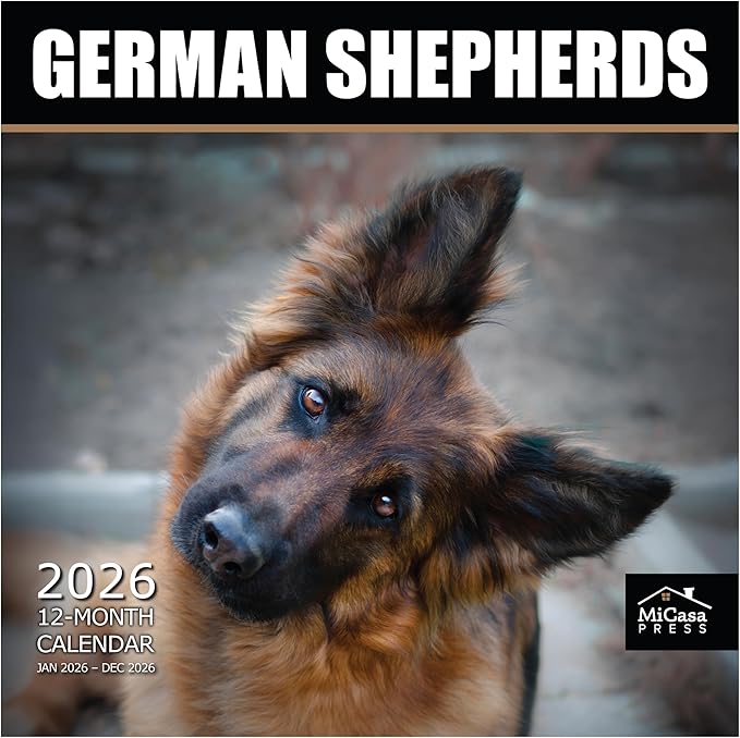 MICASA PRESS German Shepherds 2026 Wall Calendar 12 Month | 12" x 24" Open | Thick & Sturdy Paper | Holiday Gift | Cute Puppy Dog Calendar 2026