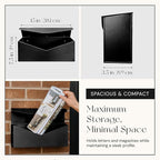 NACH Black Envelope Wall Mount Mailbox, Rust Resistant Metal Mailbox, Black Mailbox Wall Mount, Mailboxes for Outside Wall Mount, Outdoor Mailboxes, Wall Mailbox, 14.1 x 3.5 x 6 Inches, MB-6915BLK