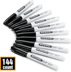 WOSWEL Dry Erase Markers Bulk, 144 Pack Black Chisel Tip Whiteboard Markers, Low Odor Dry Erase Markers for School Office Home