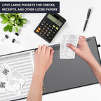 HAUTOCO Hardcover Accounting Ledger Book for Small Business Bookkeeping Horizontal Money Expense Tracker Notebook with 2 Storage Pouch, Personal Columnar Log Journal 10.78 x 8'', Black