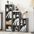 VECELO Narrow Bookshelf Set, Fits 9.3" × 10-12.8" Hardcovers, Cube Storage Bookcases, Free-Standing for Living Room, Bedroom, Home Office, 2/3/4-Tier, 3-Pack, Gray
