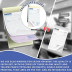 150 Sets Job Work Order Form Book 3 Part Carbonless Work Order Invoice Book 5.5 x 8.3 inch Job Order Forms with Numbers and Tear Off Top with Hard Backing for Business Service (3)
