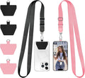 Doormoon Phone Lanyard, Universal Adjustable Neck Strap for Phone Case Keys ID Badges Cell Phone Lanyard Compatible with iPhone, Samsung, Most Smartphones, 2 Pack, Black Pink
