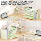 OPNICE Desk Organizer, 5-Tier Paper File Organizer with Drawer & Pen Holder, Office Desk Accessories, Workspace Desktop Organizer for Office Supplies(Green)