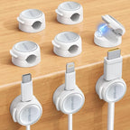 Magnetic Cable Clips Cord Organizer - Lamicall 8Pack [Crystal-Clear & Silver Shine] Cable Management Holder for Phone Charging Cord, Strong Adhesive for Nightstand, Home Office Desk Decor Accessories
