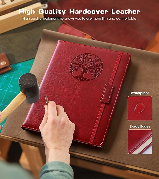 Biuwory Lined Journal Notebook for Women Men,256 Pages B5 Large Hardcover Leather Journals for Writing,Travel,Business,Work & School,College Ruled Notebooks for Note Taking,Diary Notepad 7.8"×10.2"