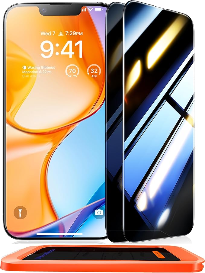 UltraGlass Ultra 9H+ Glass for iPhone 13/13 Pro Privacy Screen Protector [No.1 Military Grade Shatterproof & 100% Anti Spy] Glass Privacy Screen iPhone 13/13 Pro Tempered [Longest Durable],2 Pack
