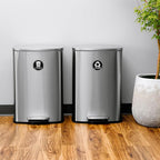 Strong Trash and Recycle Magnets, 3.5" Recycle Magnet for Trash Can, Magnetic Recycling Stickers for Kitchen Garbage Can and Recycling Bins with 4 Adhesive Stickers, Made in USA, Black 2 Pcs