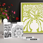ARTISTRO 12 White Paint Pens for Glass Marking, Rock Painting, Ceramic, Wood, Fabric, Scrapbooking, DIY Craft Making, Coloring - Acrylic Paint Markers Medium Tip 3mm