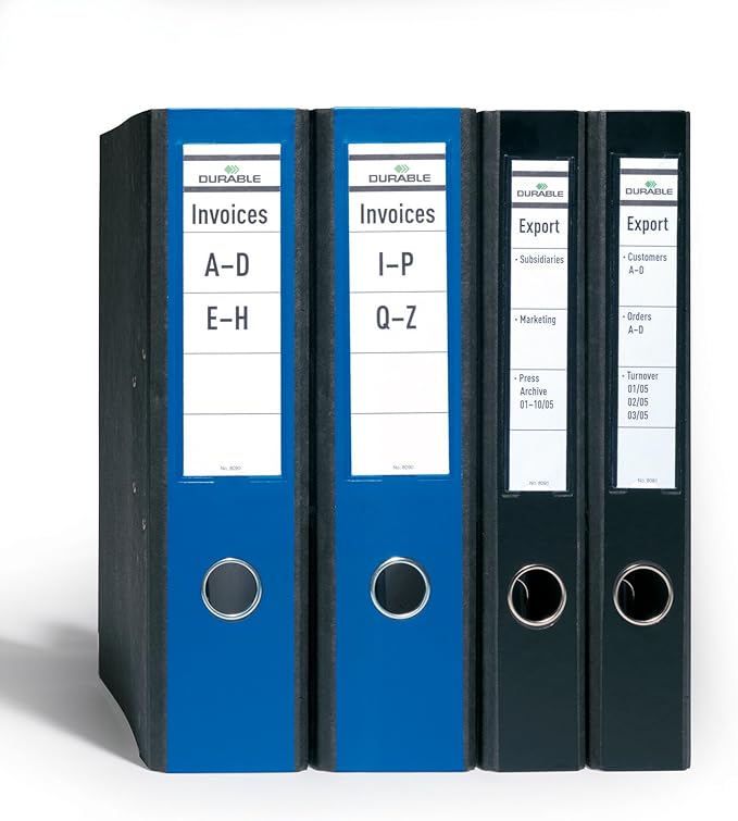 Durable Ordofix Self-Adhesive Spine Labels for Lever Arch File - Blue, Pack of 10, 60mm / Narrow Folder