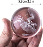 3D Laser Constellation Crystal Ball Crystal Paperweight Full Sphere Glass Fengshui with Sliver-Plated Flowering Stand(Taurus)
