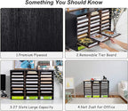 TQVAI Wood Literature Organizer, 27 Slots Hold 13500 Sheets A4 Papers, Wooden Desk File Paper Storage Organizer with Adjustable Shelves, Mailbox Cubbies for Office Home Classroom, Black/Archaize