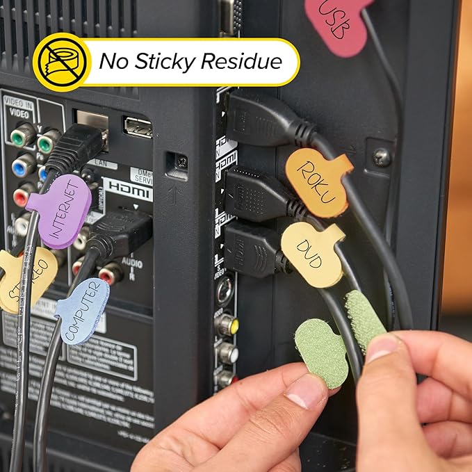 Wrap-It Storage Cable Labels - Oval, Macaron (36 Pack) - Write On Cord Labeler Wire Label Tags