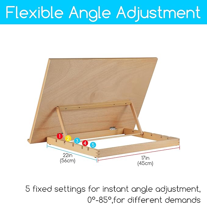 MEEDEN Extra Large(20"x 30") Wooden Tabletop Easel for Painting, 5-Position Adjustable Drawing & Sketching Board, Portable Beechwood Desktop Art Easel Stand for Adults, Artists, Beginners & Student
