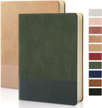 TSFPapier Lined Journal Notebook for Work College Ruled Note Book 5.79"x8.27" A5 PU Leather Daily Journaling 216 Pages for Women Men Writing Home School Supplies Business (Khaki/Green)