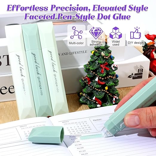 4Pcs Double Sided Tape Pens, 2025 New Multipurpose Double Sided Tape Roller for Scrapbooking, Gift Wrapping, Photo Mounting (Pink)