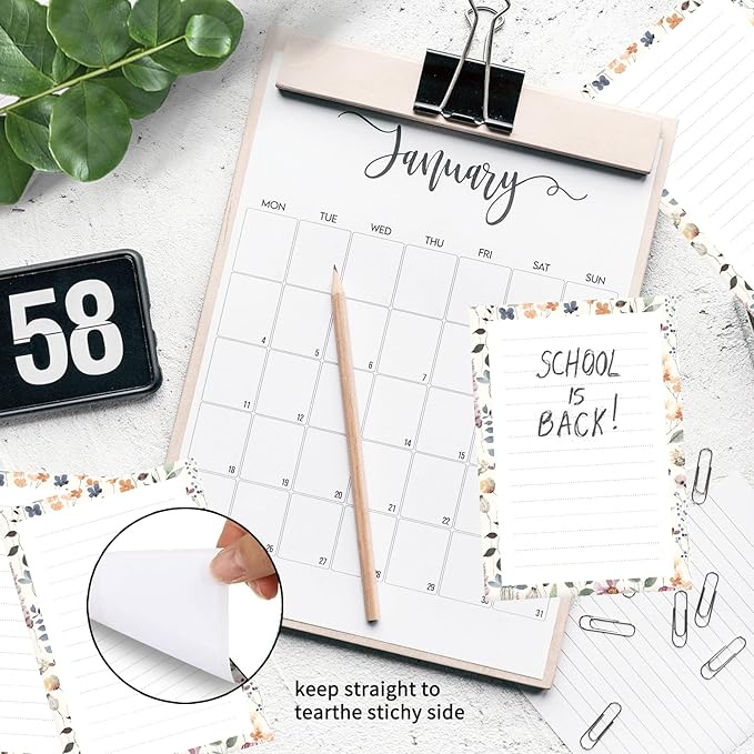 SXboxing Sticky Notes 4X6 Inches, 2 Pack Large Cute Self-Stick Pads, Bright Funny Memo Pads Easy to Stick for Home, Office Watercolor Boho Leaf