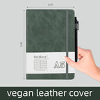 OnMove Notebooks Journal for Women Men 12 Pack Bulk Leather Hardcover with Pen Holder A5 160 Pages 100 GSM Thick Paper for Work School Lined Green