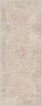 GENIMO Runner Rug 2'6"x6 Machine Washable Non Slip Vintage Hallway Runner Rug, Low Pile Lightweight Rugs for Indoor Entryway, Hallway, Kitchen and Corridor, Light Pink