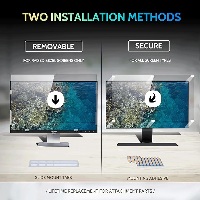 Peslv [2 Pack] 31.5 Inch Privacy Screen for Computer Monitor 16:9 Aspect Ratio, Eye Protection Anti Blue Light Glare Shield, 31.5inch Removable Black Blackout Anti Spy Desktop Security Private Filter